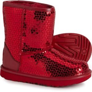 UGG Red Classic 2 Gel Hearts Boot Youth Sz 6 Girly Winter Valentines Indie Sweet